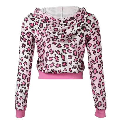 Slim Fit Women's Hoodie with Leopard Print - Image 2