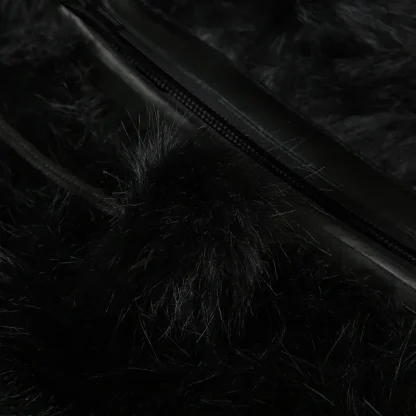 Black Zip Up Hooded Jacket with Faux Fur - Image 11