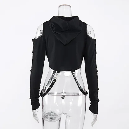 Cold-shoulder Cropped Hooded Pullover - Image 7