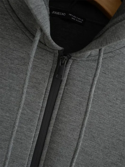 Relax Fit Hooded Jacket with Zipper - Image 4