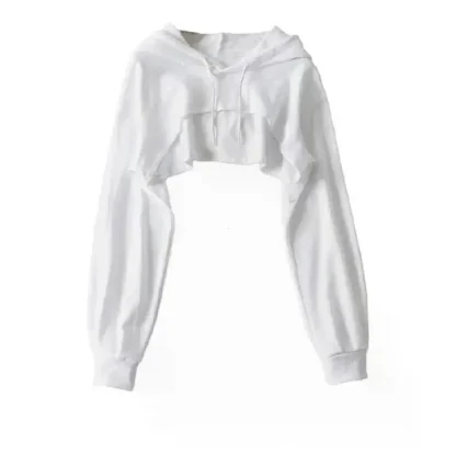 Cropped Pullover Hoodie with Drawstring - Image 7
