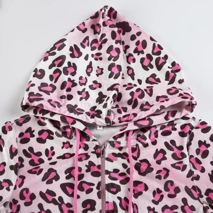 Slim Fit Women's Hoodie with Leopard Print - Image 4