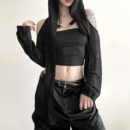 Lightweight Thin Open Front Hooded Jacket