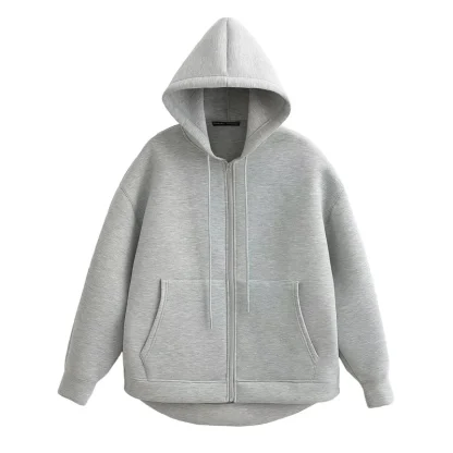 Relax Fit Hooded Jacket with Zipper - Image 9