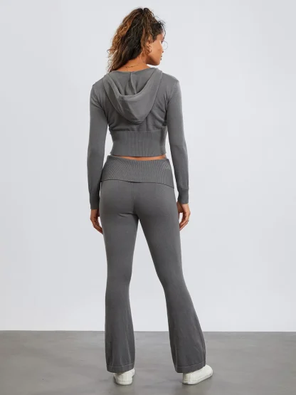 Cropped Hoodie with Double Zipper Front - Image 11