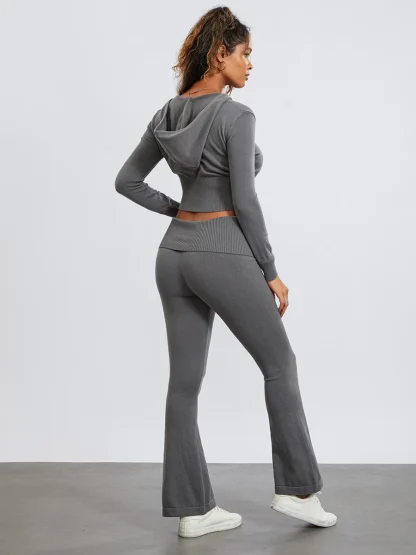 Cropped Hoodie with Double Zipper Front - Image 10