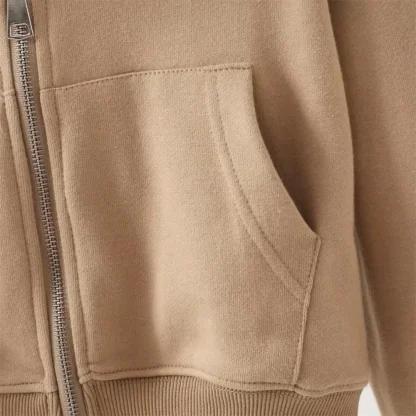 Zippered Cropped Hoodie with Pocket - Image 9