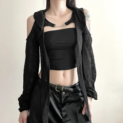 Lightweight Thin Open Front Hooded Jacket - Image 4