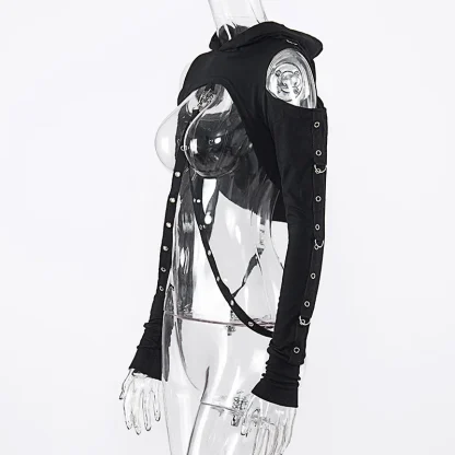 Cold-shoulder Cropped Hooded Pullover - Image 9