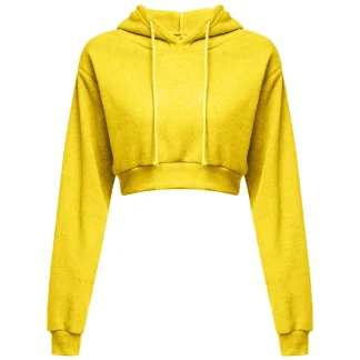 Casual Plain Color Hoodie with Crop Design