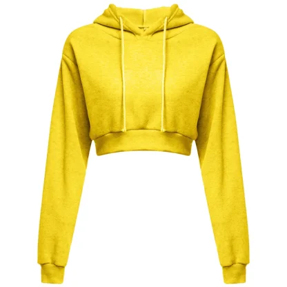Casual Plain Color Hoodie with Crop Design