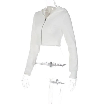 Aesthetic Cropped Hoodie Jacket with Zipper - Image 3