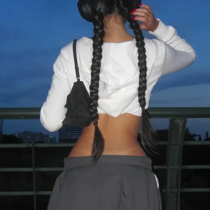Aesthetic Cropped Hoodie Jacket with Zipper - Image 9