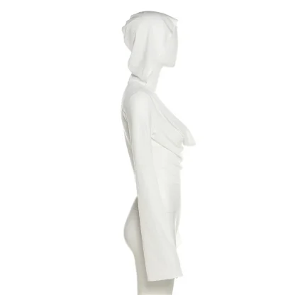 Sexy Plunge Neckline Cropped Hoodie - Image 9