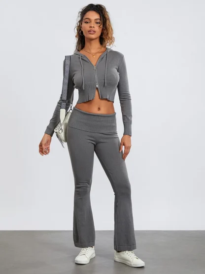Cropped Hoodie with Double Zipper Front - Image 5