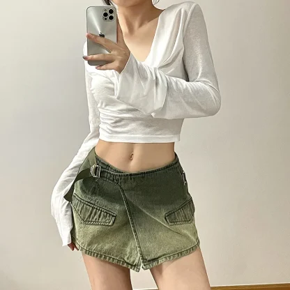 Sexy Plunge Neckline Cropped Hoodie - Image 6