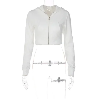 Aesthetic Cropped Hoodie Jacket with Zipper - Image 2