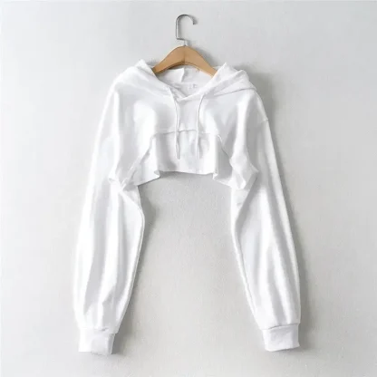 Cropped Pullover Hoodie with Drawstring - Image 6