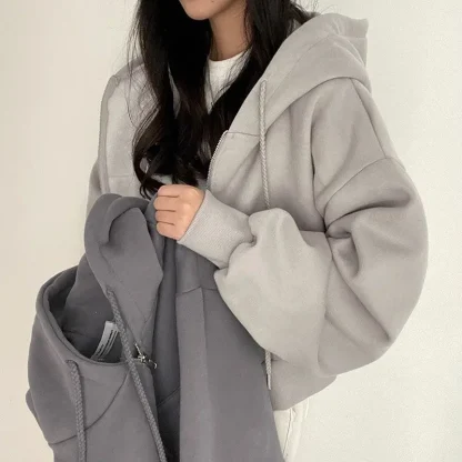 Casual Hooded Jacket with Zip and Drawstring - Image 8