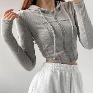 Sexy Cropped Hoodie with Zippered Closure