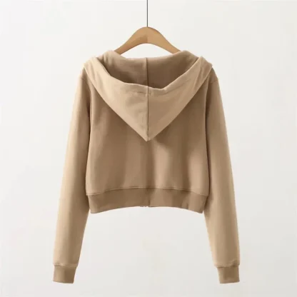 Zippered Cropped Hoodie with Pocket - Image 6