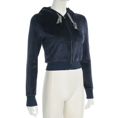 Fitted Cropped Hoodie with Drawstring - Image 7