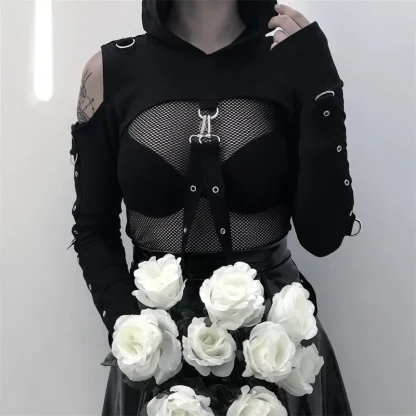 Cold-shoulder Cropped Hooded Pullover - Image 13