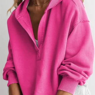 Oversized Cropped Hoodie with V-neck