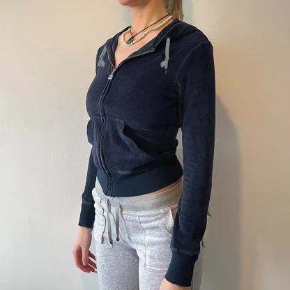 Fitted Cropped Hoodie with Drawstring - Image 2