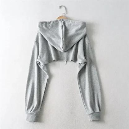 Cropped Pullover Hoodie with Drawstring - Image 5