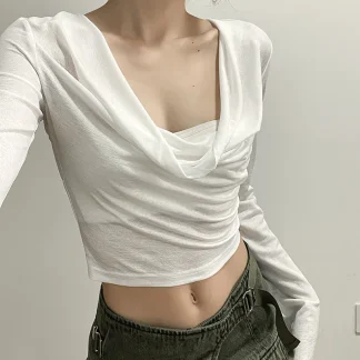 Sexy Plunge Neckline Cropped Hoodie