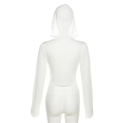 Sexy Plunge Neckline Cropped Hoodie - Image 8