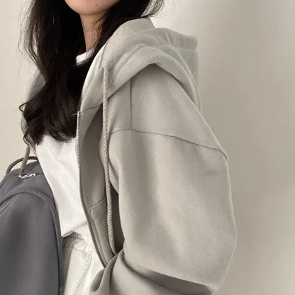 Casual Hooded Jacket with Zip and Drawstring - Image 9