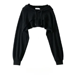 Cropped Pullover Hoodie with Drawstring