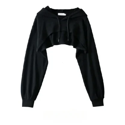 Cropped Pullover Hoodie with Drawstring
