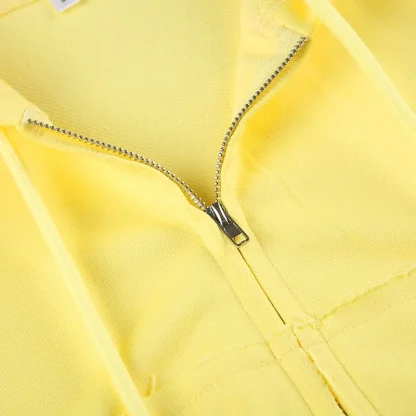 Zip Cropped Hoodie with Creative Drawstring - Image 9