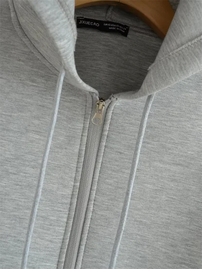 Relax Fit Hooded Jacket with Zipper - Image 11