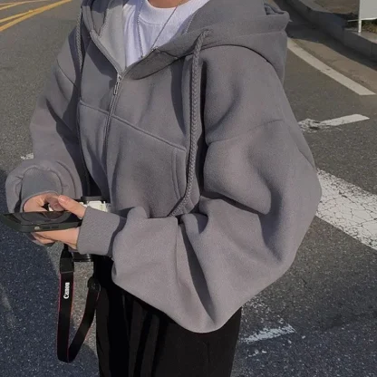 Casual Hooded Jacket with Zip and Drawstring - Image 13