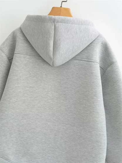 Relax Fit Hooded Jacket with Zipper - Image 12