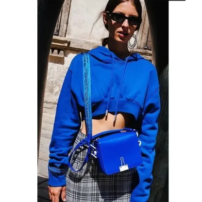 Casual Plain Color Hoodie with Crop Design - Image 13