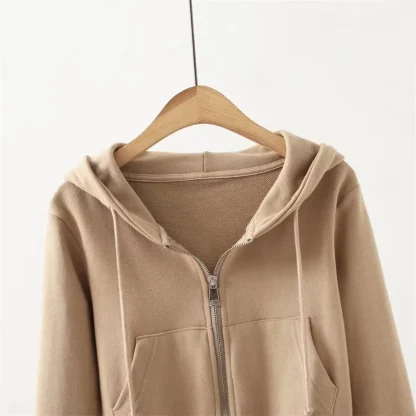Zippered Cropped Hoodie with Pocket - Image 7