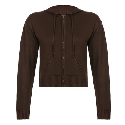 Knitted Zippered Hoodie for Women - Image 11