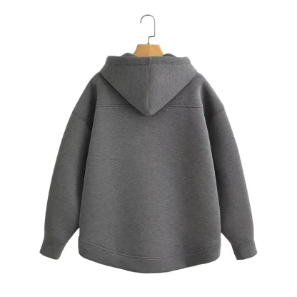 Relax Fit Hooded Jacket with Zipper - Image 3
